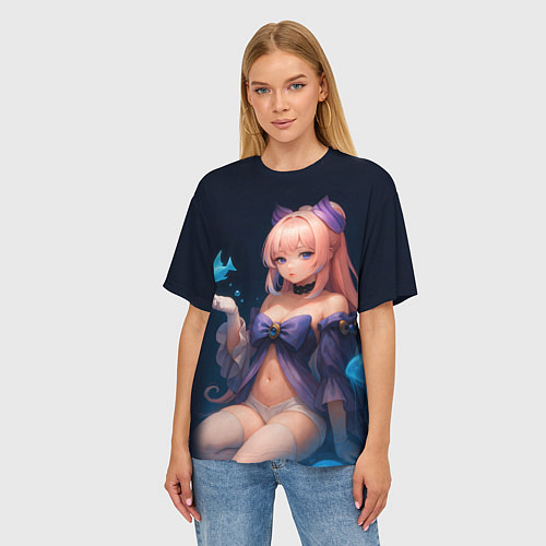 Женская футболка оверсайз Кокоми Сангономия реализм / 3D-принт – фото 3