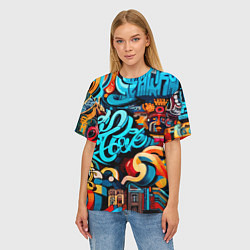 Футболка оверсайз женская Abstract graffiti - ai art, цвет: 3D-принт — фото 2