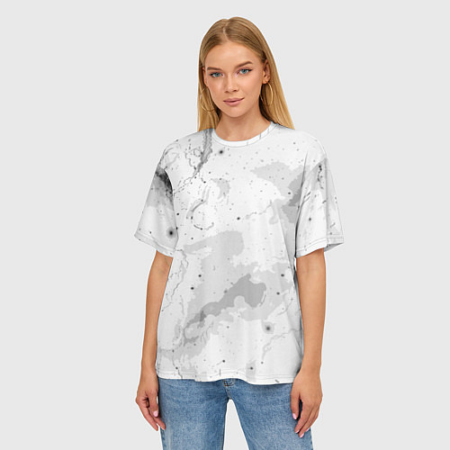 Женская футболка оверсайз Белый с серым абстрактная текстура / 3D-принт – фото 3