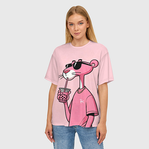 Женская футболка оверсайз Розовая пантера / 3D-принт – фото 3