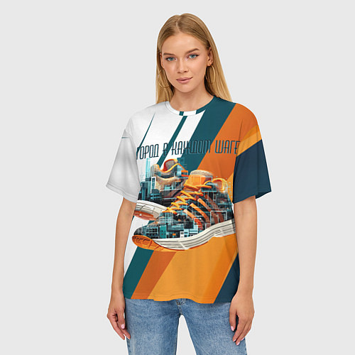 Женская футболка оверсайз Sneakers / 3D-принт – фото 3