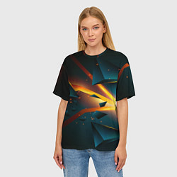 Футболка оверсайз женская Космический неоновый разлом, цвет: 3D-принт — фото 2