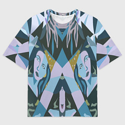 Футболка оверсайз женская Лицо женщины цветной паттерн, цвет: 3D-принт