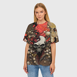 Футболка оверсайз женская Зловещий череп с клыками, цвет: 3D-принт — фото 2