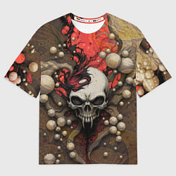 Футболка оверсайз женская Зловещий череп с клыками, цвет: 3D-принт