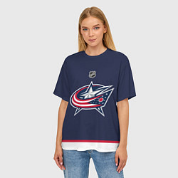Футболка оверсайз женская Columbus Blue Jackets - NHL team, цвет: 3D-принт — фото 2