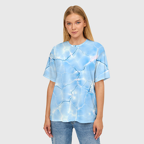 Женская футболка оверсайз Прозрачная голубая вода / 3D-принт – фото 3