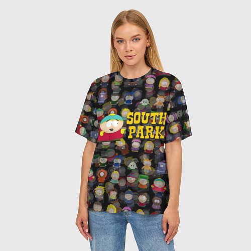 Женская футболка оверсайз Южный парк лого и Картман / 3D-принт – фото 3