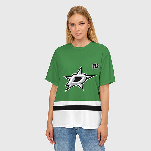 Женская футболка оверсайз Даллас Старз хоккей / 3D-принт – фото 3