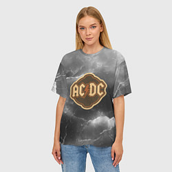 Футболка оверсайз женская ACDC ретро логотип, цвет: 3D-принт — фото 2