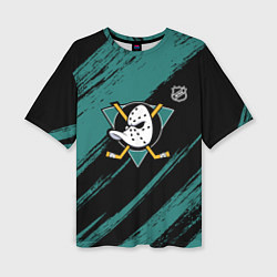 Женская футболка оверсайз Анахайм Дакс - зеленая краска