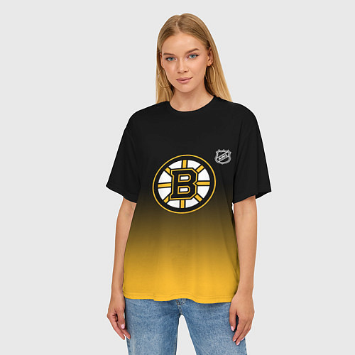 Женская футболка оверсайз Бостон Брюинз - градиент / 3D-принт – фото 3