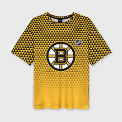 Футболка оверсайз женская Бостон Брюинз - паттерн треугольников, цвет: 3D-принт