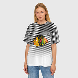 Футболка оверсайз женская Чикаго Блэкхокс - геометрический паттерн с градиен, цвет: 3D-принт — фото 2