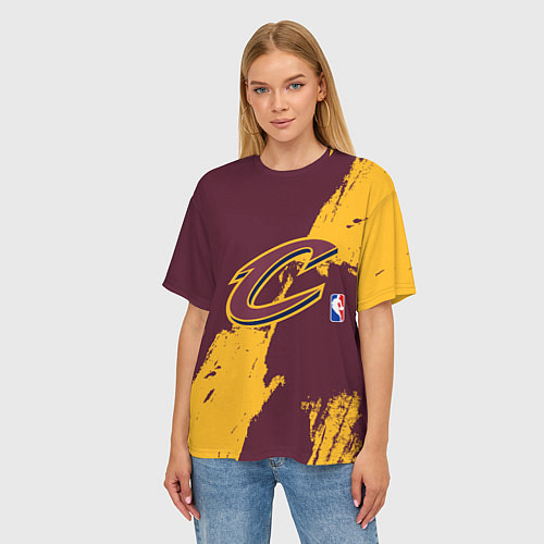 Женская футболка оверсайз Cleveland Cavaliers NBA team / 3D-принт – фото 3