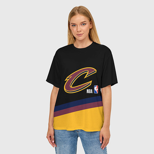 Женская футболка оверсайз Cleveland Cavaliers NBA basketball / 3D-принт – фото 3
