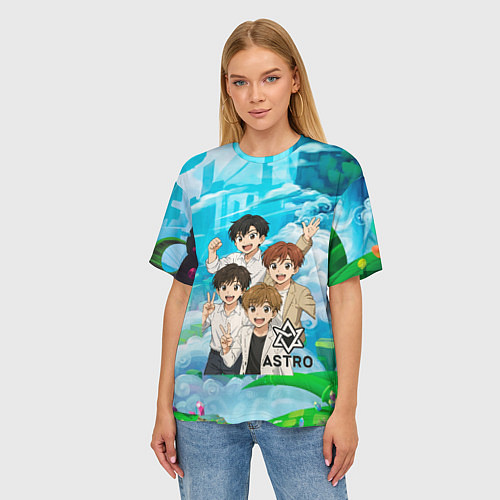 Женская футболка оверсайз Astro в аниме стиле / 3D-принт – фото 3