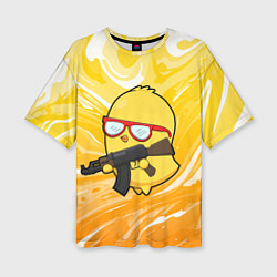 Футболка оверсайз женская Курица и автомат, цвет: 3D-принт