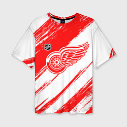 Футболка оверсайз женская Детройт Ред Уингз - брызги красок, цвет: 3D-принт