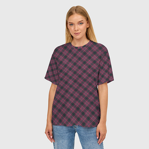 Женская футболка оверсайз Tartan / 3D-принт – фото 3