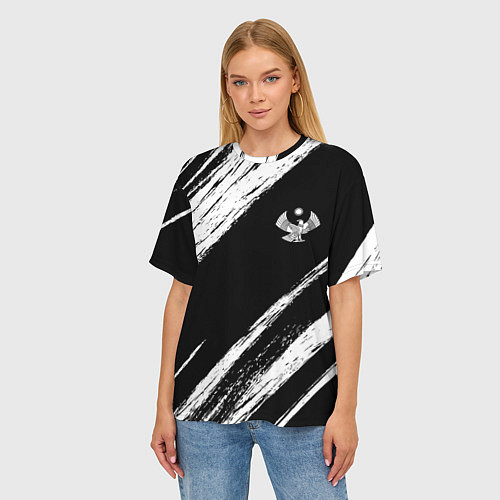 Женская футболка оверсайз Дагестан - брызги / 3D-принт – фото 3