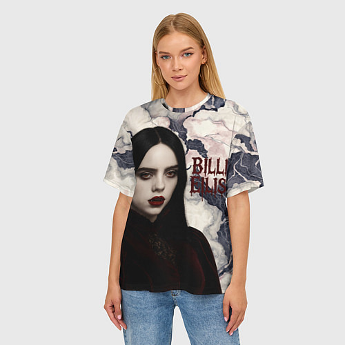 Женская футболка оверсайз Билли Айлиш в стиле готики / 3D-принт – фото 3