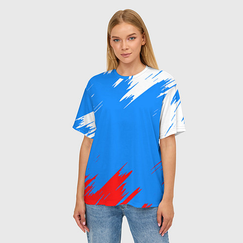 Женская футболка оверсайз Патриот Россия - флаг / 3D-принт – фото 3
