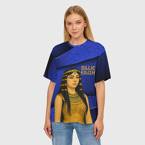 Женская футболка оверсайз Билли Айлиш в образе фараона / 3D-принт – фото 3