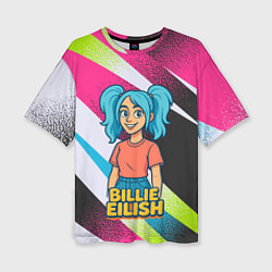 Футболка оверсайз женская Билли Айлиш в стиле мультфильма, цвет: 3D-принт
