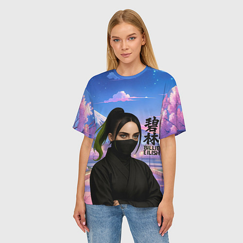 Женская футболка оверсайз Ниндзя Билли Айлиш / 3D-принт – фото 3
