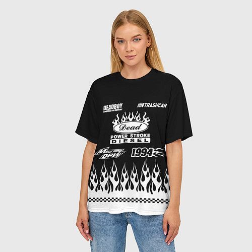 Женская футболка оверсайз Dead black - Bones / 3D-принт – фото 3