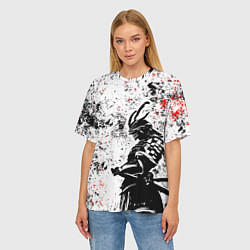Футболка оверсайз женская Самурай - брызги красок, цвет: 3D-принт — фото 2