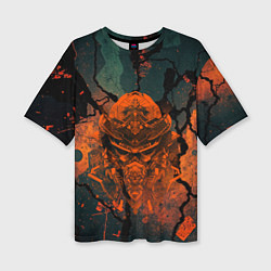 Футболка оверсайз женская Шлем кибернетического самурая, цвет: 3D-принт