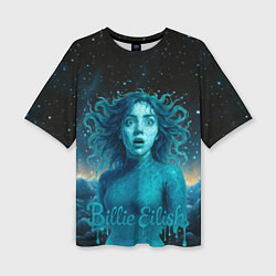 Футболка оверсайз женская Билли Айлиш из волн, цвет: 3D-принт