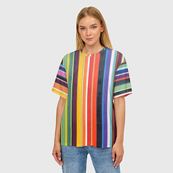 Футболка оверсайз женская Разноцветная полоска, цвет: 3D-принт — фото 2