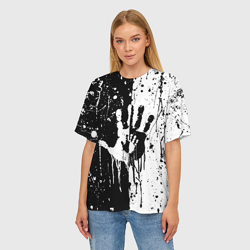 Женская футболка оверсайз Антиматерия подтеки / 3D-принт – фото 3