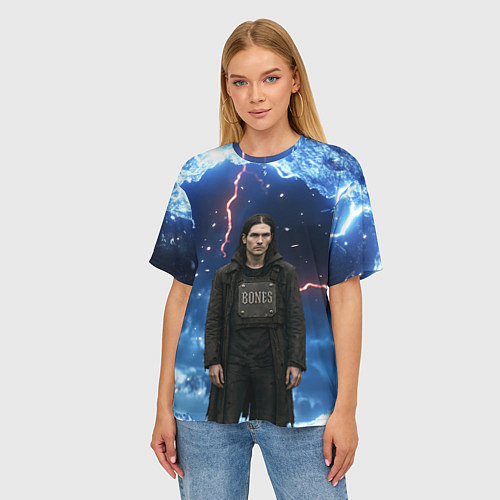 Женская футболка оверсайз Bones в именном бронежилете / 3D-принт – фото 3