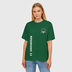 Футболка оверсайз женская ФК Краснодар - сплошной зеленый цвет, цвет: 3D-принт — фото 2