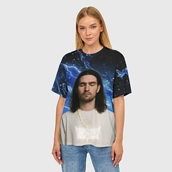 Футболка оверсайз женская Bones глаза закрыты, цвет: 3D-принт — фото 2