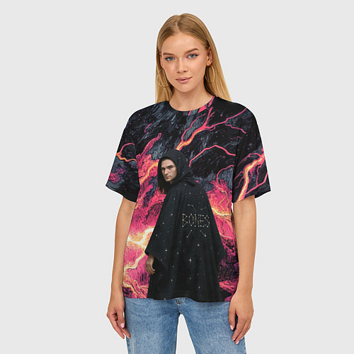 Женская футболка оверсайз Bones в мантии со звездами / 3D-принт – фото 3