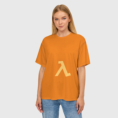Женская футболка оверсайз Half-Life orange / 3D-принт – фото 3