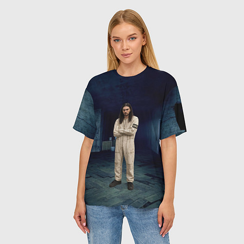 Женская футболка оверсайз Bones - образ психа / 3D-принт – фото 3