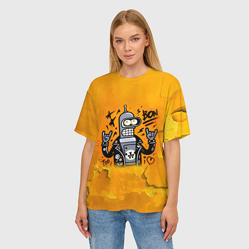 Женская футболка оверсайз Cool Bender - graffiti / 3D-принт – фото 3