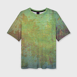 Женская футболка оверсайз Абстракция - green oil stain