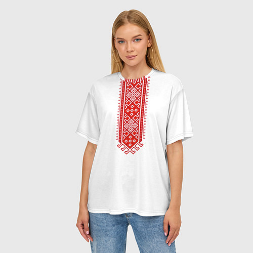 Женская футболка оверсайз Славянская стилистика Русича / 3D-принт – фото 3