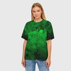 Футболка оверсайз женская Абстракция - green acid stains, цвет: 3D-принт — фото 2