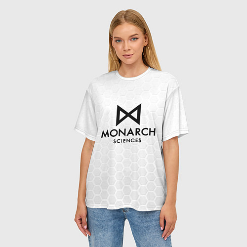 Женская футболка оверсайз Монарх - белые соты / 3D-принт – фото 3