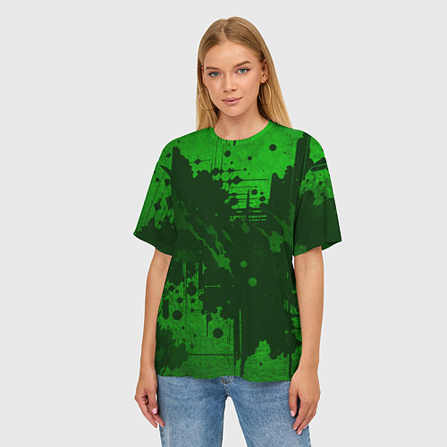 Женская футболка оверсайз Абстракция - dark green spot / 3D-принт – фото 3
