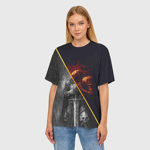 Женская футболка оверсайз Темный рыцарь в унынье / 3D-принт – фото 3
