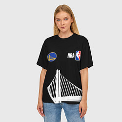 Футболка оверсайз женская Голден Стэйт Уорриорз - большой лого, цвет: 3D-принт — фото 2